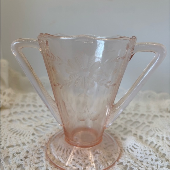 Vintage Pink Glass Sugar Bowl - Picture 3 of 9